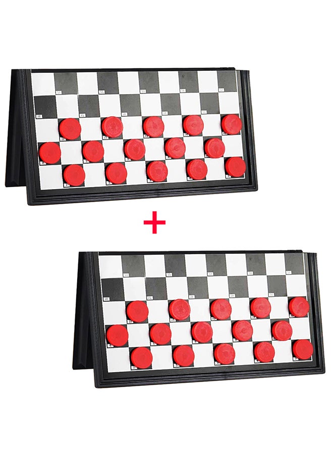 UB 2 Packs Checkers Game Board Game 25x25cm Extendable Draughts Travel Fun Casual Puzzle - Image 2
