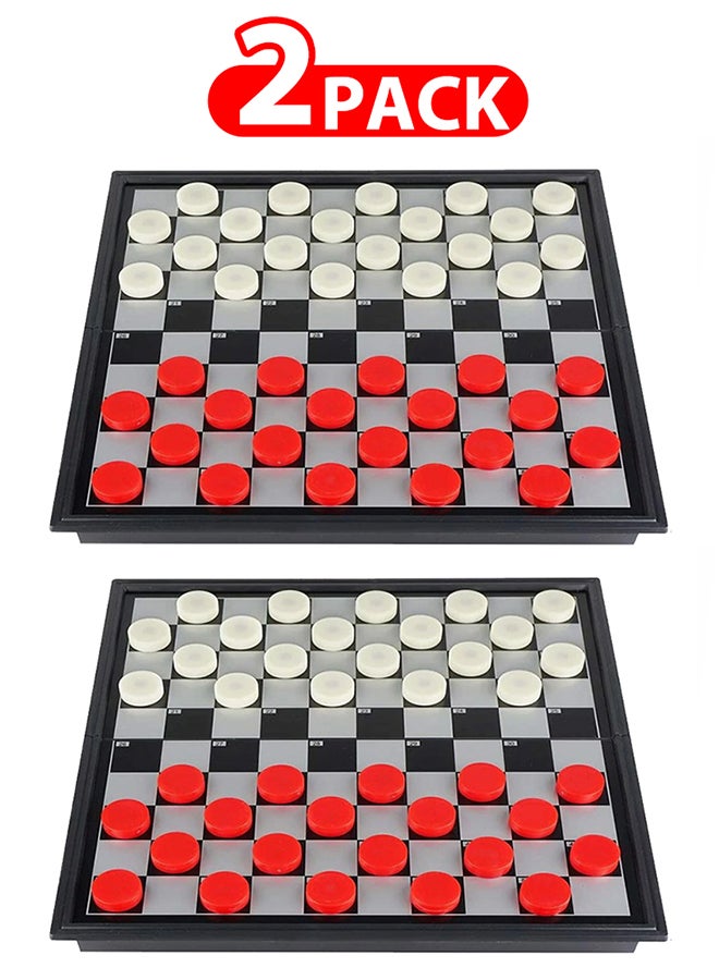 UB 2 Packs Checkers Game Board Game 25x25cm Extendable Draughts Travel Fun Casual Puzzle - Image 1