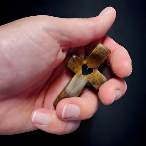 Yookin Cross My Heart/Encouragement Gift Wooden Pocket Stress Fidget Cross Wood Christian Religious Gift(Black 1pcs) - Image 5