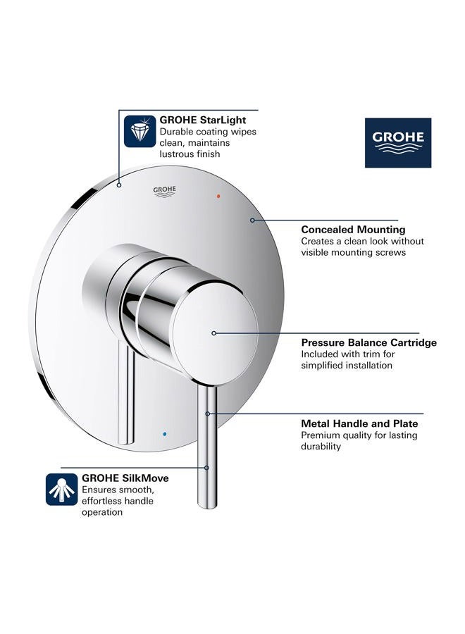 Grohe 14468GN0 Concetto Pressure Balance Valve Trim with Cartridge, Brushed Gold - Image 2