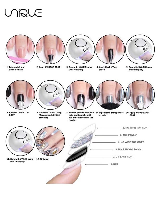 Unique Nail Powder Wenida 8 Colors 1g/Jar Holographic Chrome Mirror Laser Synthetic Resin Pigment Manicure Art Decoration with 8pcs Eyeshadow Sticks - Image 4