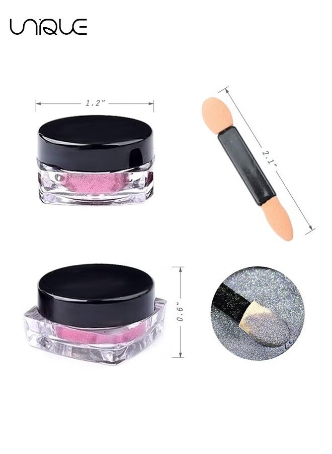 Unique Nail Powder Wenida 8 Colors 1g/Jar Holographic Chrome Mirror Laser Synthetic Resin Pigment Manicure Art Decoration with 8pcs Eyeshadow Sticks - Image 2
