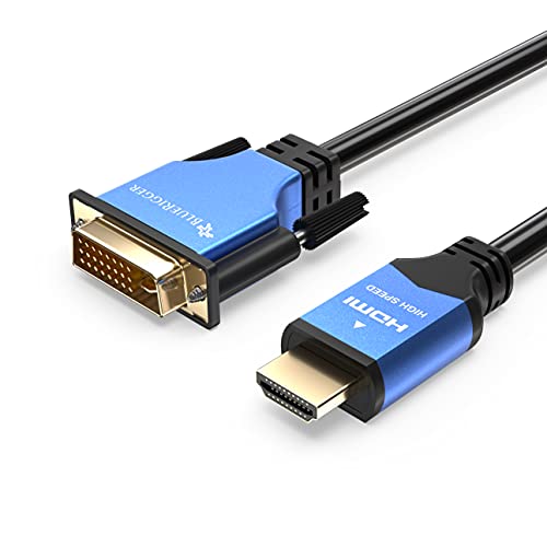 BlueRigger HDMI to DVI Cable (10FT, High-Speed, Bi-Directional Adapter Male to Male, DVI-D 24+1, 1080p, Aluminum Casing) - Compatible with Raspberry Pi, Roku, Xbox One, PS5/PS4/PS3, Graphics Card - Image 1
