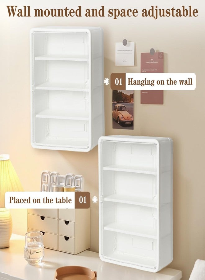 YCQDDA 4-Tiers Clear Display Case for Figures, Wall-Mounted Display Box with Adjustable Shelves, Dustproof Display Cabinet Organizer for Mini Figures, Blind Box Toys and Collectibles (White) - Image 5