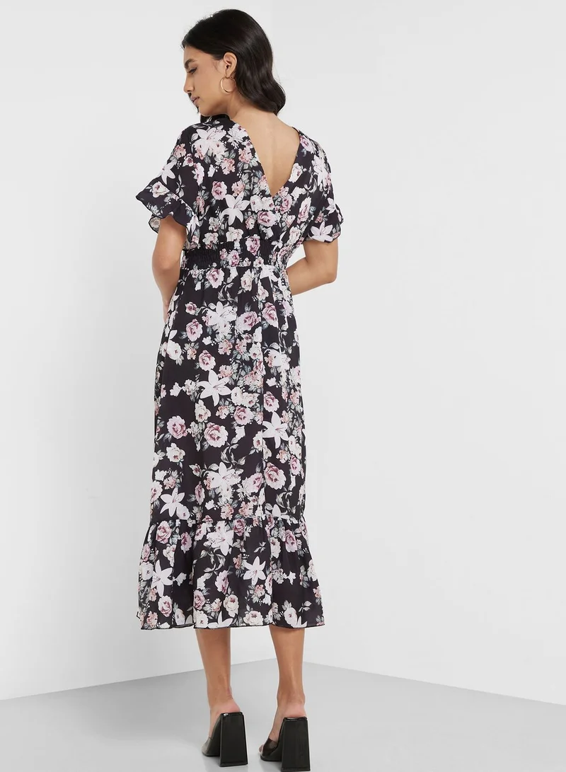 ELLA Floral Print Midi Dress