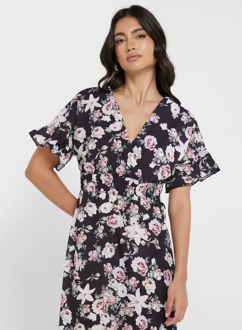 ELLA Floral Print Midi Dress