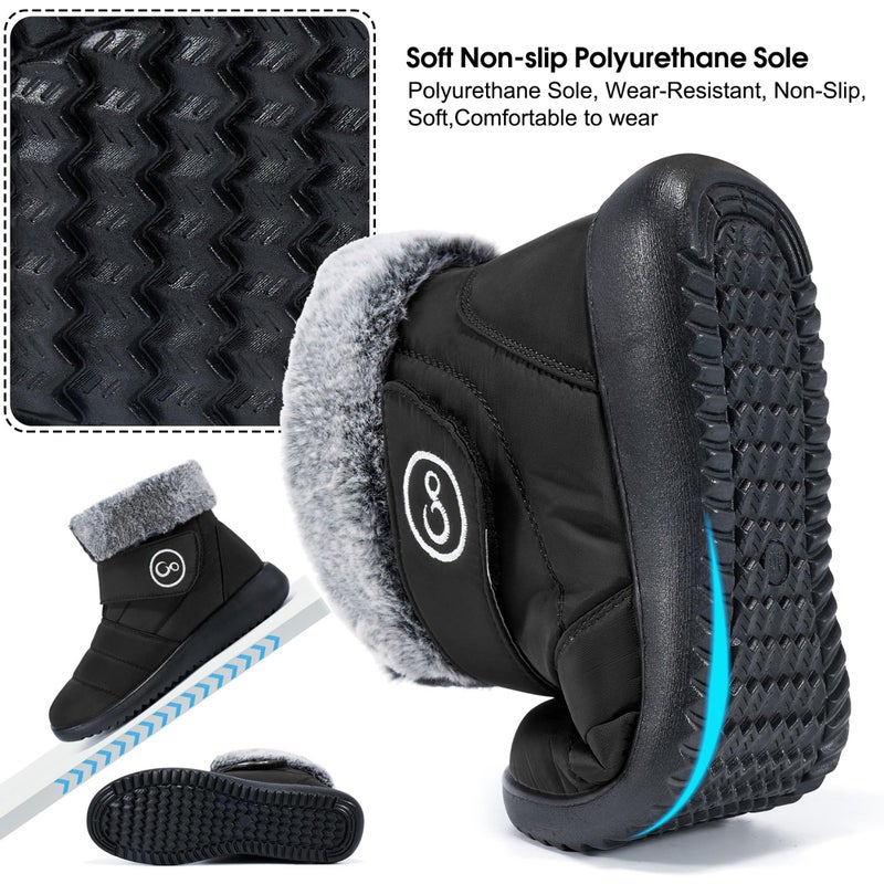 Aomigoct Women Winter Snow Boots: Fur Lined Warm Slip On Boots for Women Waterproof Booties Comfortable Outdoor - Image 5