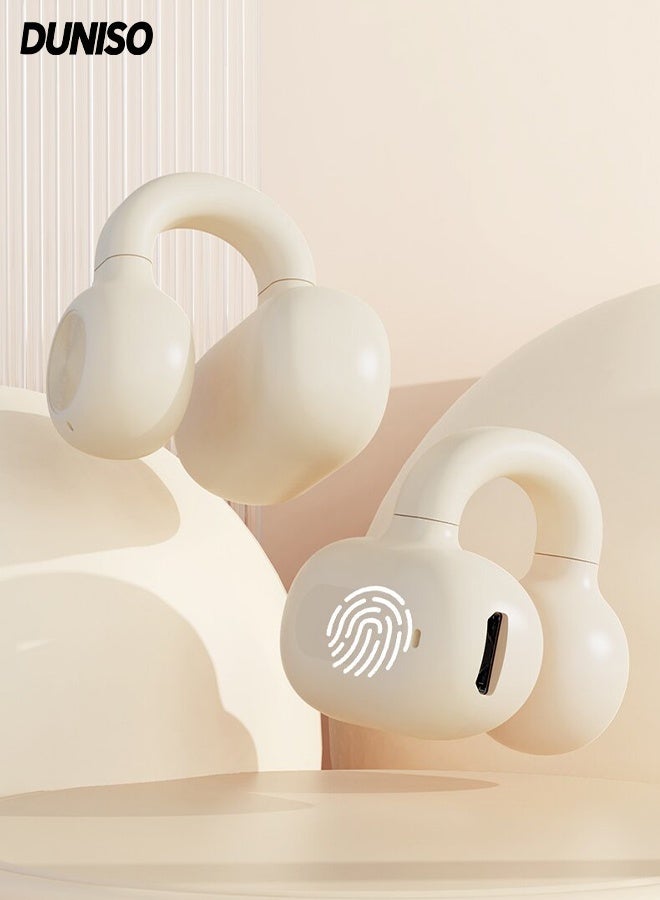 DUNISO Open Ear Headphone，Clip-on Single-ear Non-in-ear Wireless Bluetooth Headset,Ergonomic Bone Conducting Wireless Earphone,for Running/Cycling/Fitness/Daily，Skin Color - Image 1