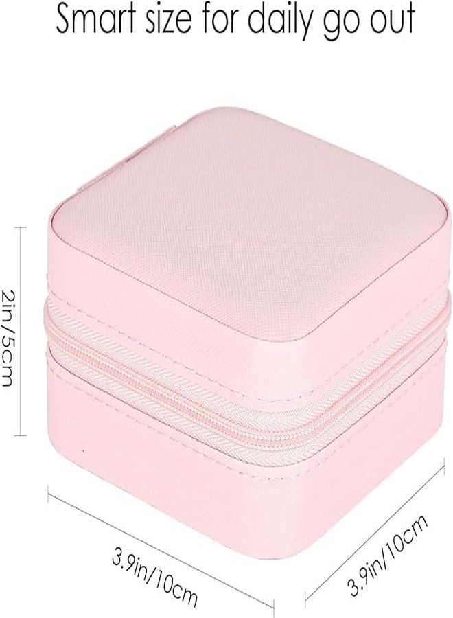 myself Jewellery Organiser, PU Leather, Zipper, Portable Storage Box Case with Dividers, for Rings, Earrings, Necklace PINK - Image 2