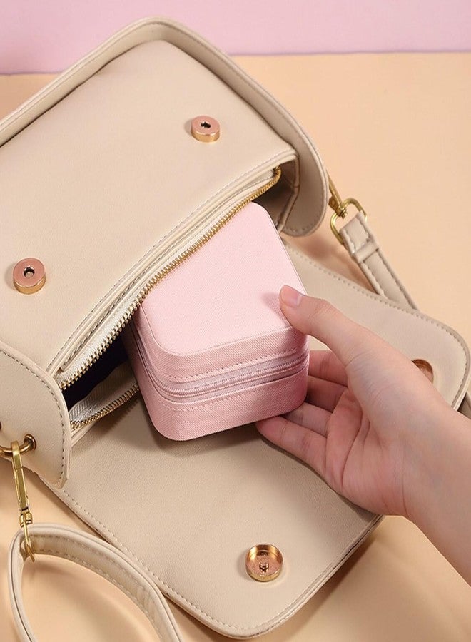 myself Jewellery Organiser, PU Leather, Zipper, Portable Storage Box Case with Dividers, for Rings, Earrings, Necklace PINK - Image 4