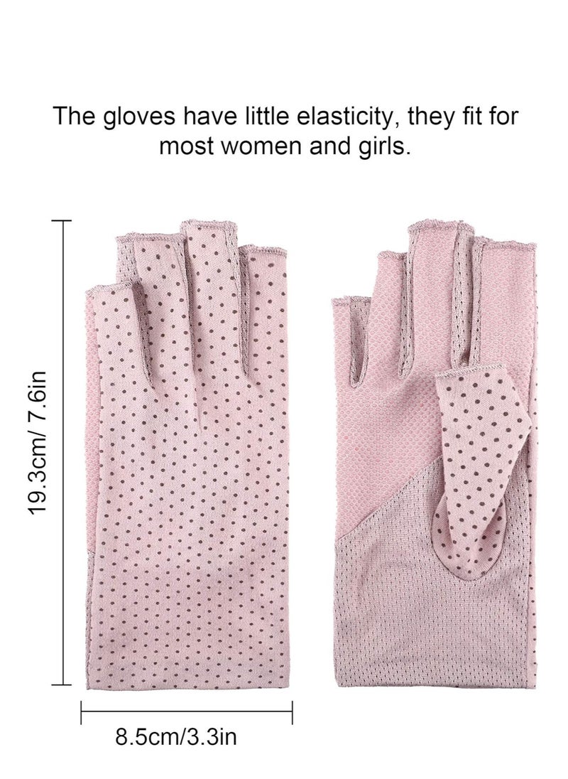 MahMir MahMir® UV Protection Driving Gloves Fingerless Gloves Non Slip Summer Outdoor Gloves for Women and Girls (Purple)  - Image 2