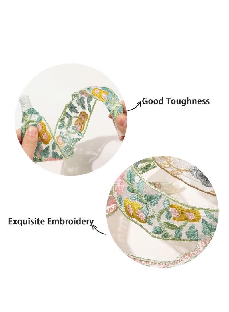 NIBEMINENT 4-Piece Floral Headband, Garden Headband, Embroidery Wide Hair Band, Vintage Flower Headbands, Lightweight, Sweet Hairbands Hair Accessories - Image 3