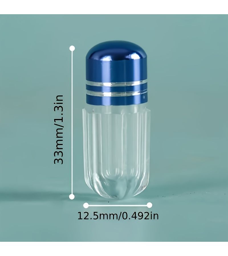 4 Random Color Transparent Travel Capsule Bottles with Metal Caps for Medication - Image 4