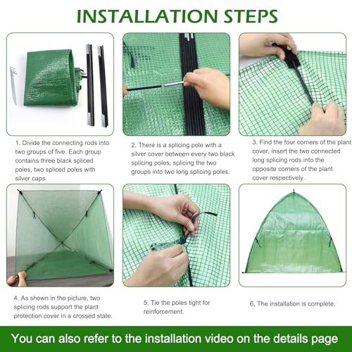 Emsiok Plant Tent Outdoor Winter Shrub Cover Green Frost Tents Plant Covers Freeze Protection Tent Waterproof Plant Frost Protector Plant Guard Cover to Protect Plants Vegetable from Animals, 37X37X27Inch - Image 3
