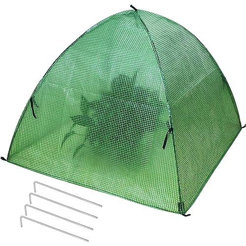 Emsiok Plant Tent Outdoor Winter Shrub Cover Green Frost Tents Plant Covers Freeze Protection Tent Waterproof Plant Frost Protector Plant Guard Cover to Protect Plants Vegetable from Animals, 37X37X27Inch - Image 1