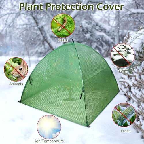 Emsiok Plant Tent Outdoor Winter Shrub Cover Green Frost Tents Plant Covers Freeze Protection Tent Waterproof Plant Frost Protector Plant Guard Cover to Protect Plants Vegetable from Animals, 37X37X27Inch - Image 5