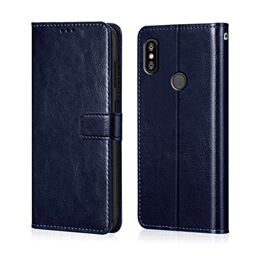 WOW IMAGINE Shock Proof Flip Case Back Cover for Xiaomi Mi Redmi Y2 (Flexible | Leather Finish | Card Pockets Wallet & Stand | Blue) - Image 1