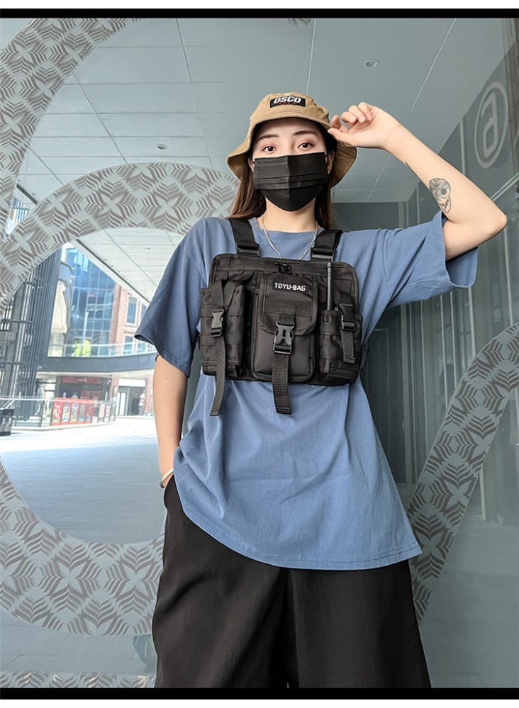 كيفية حقيبة صدر تكتيكية للرجال، حقيبة صدر على طراز هونج كونج من INS، حقيبة ظهر رياضية خارجية، حقيبة صدر للعمل - Image 4