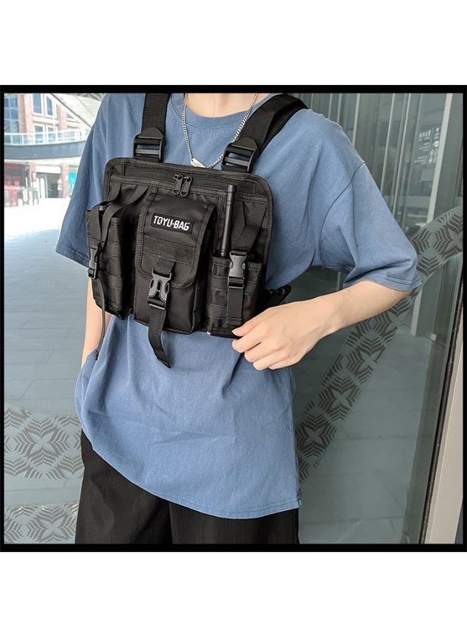 كيفية حقيبة صدر تكتيكية للرجال، حقيبة صدر على طراز هونج كونج من INS، حقيبة ظهر رياضية خارجية، حقيبة صدر للعمل - Image 5
