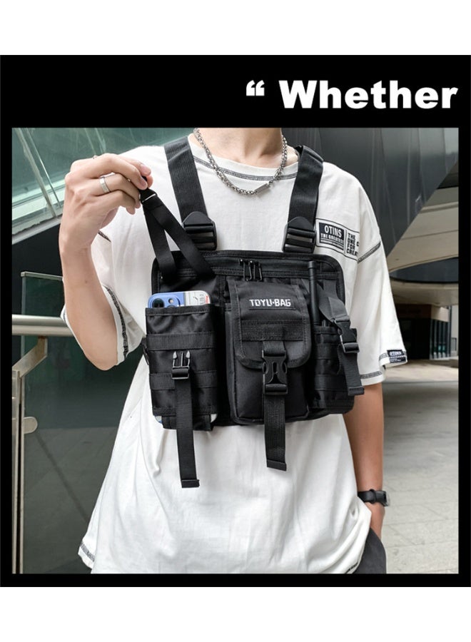 كيفية حقيبة صدر تكتيكية للرجال، حقيبة صدر على طراز هونج كونج من INS، حقيبة ظهر رياضية خارجية، حقيبة صدر للعمل - Image 3