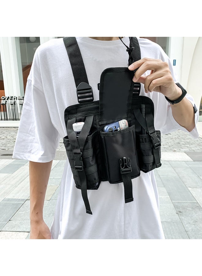 كيفية حقيبة صدر تكتيكية للرجال، حقيبة صدر على طراز هونج كونج من INS، حقيبة ظهر رياضية خارجية، حقيبة صدر للعمل - Image 2