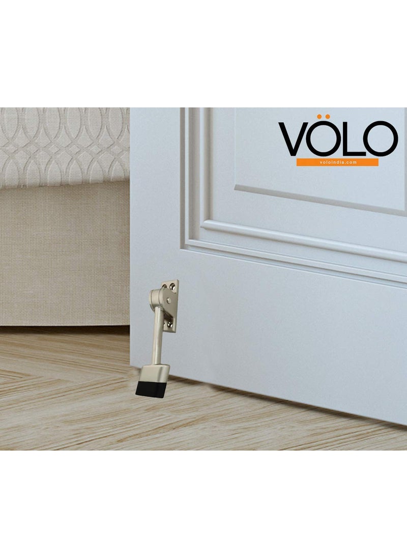 Volo Volo Silver Satin Finish 5 Inch Fully Heavy Body Powerful Working Door Stopper Color SilverPack of 2  - Image 3