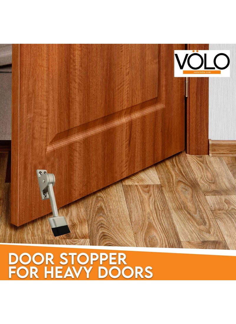 Volo Volo Silver Satin Finish 5 Inch Fully Heavy Body Powerful Working Door Stopper Color SilverPack of 2  - Image 2
