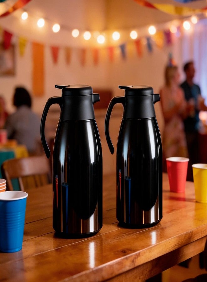 PARACITY إبريق قهوة حراري من باراسيتي ببطانة من الفولاذ المقاوم للصدأ، أباريق قهوة للحفاظ على المشروبات ساخنة، إبريق قهوة معزول بتفريغ الهواء بجدار مزدوج للقهوة والشاي، للمنزل والمكتب (2، 56 أونصة) - Image 2