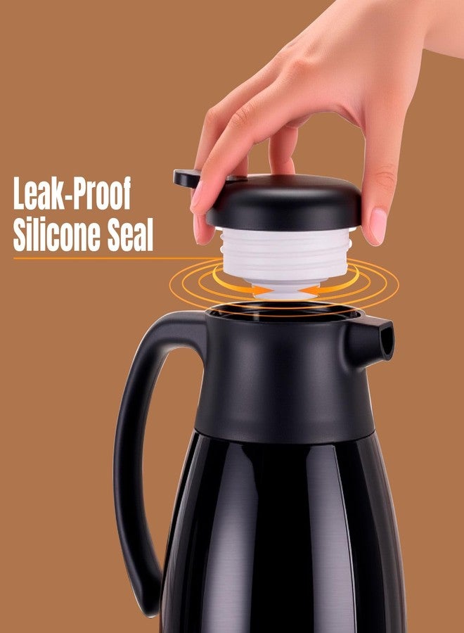 PARACITY إبريق قهوة حراري من باراسيتي ببطانة من الفولاذ المقاوم للصدأ، أباريق قهوة للحفاظ على المشروبات ساخنة، إبريق قهوة معزول بتفريغ الهواء بجدار مزدوج للقهوة والشاي، للمنزل والمكتب (2، 56 أونصة) - Image 5