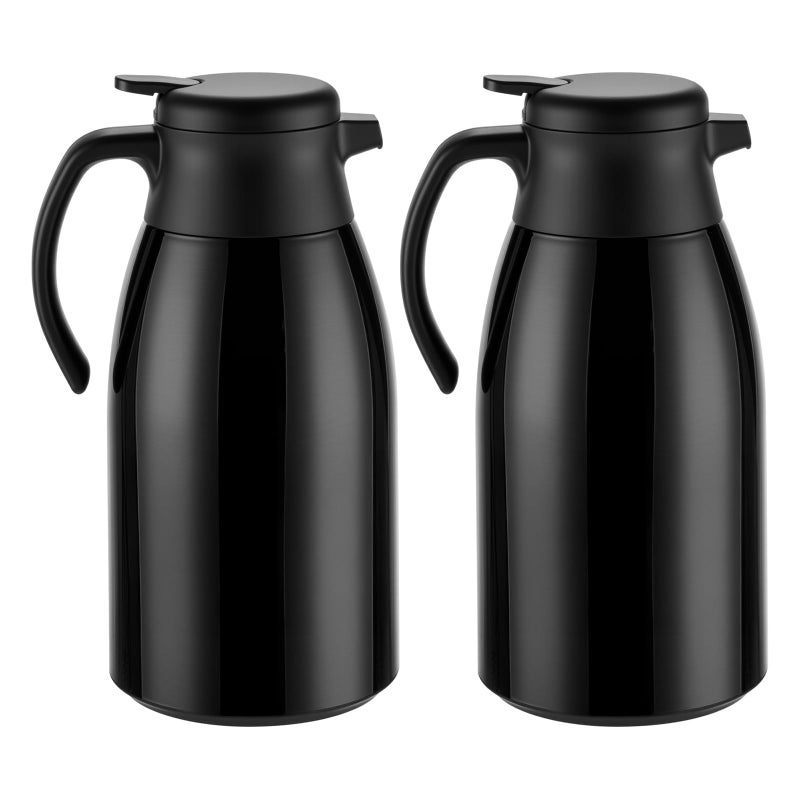 PARACITY إبريق قهوة حراري من باراسيتي ببطانة من الفولاذ المقاوم للصدأ، أباريق قهوة للحفاظ على المشروبات ساخنة، إبريق قهوة معزول بتفريغ الهواء بجدار مزدوج للقهوة والشاي، للمنزل والمكتب (2، 56 أونصة) - Image 1