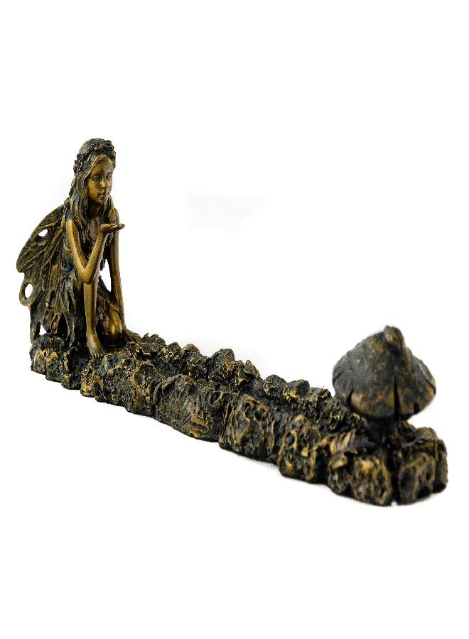 Top Collection Fairy and Mushroom Incense Holder-Hand Painted Mythical Creature with Bronze Finish Look - 10-Inch Collectible Figurine - Image 3
