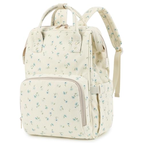 Dezcrab Baby Diaper Bag Backpack for Mom Large Capacity Travel Nappy Bag for Boys Girls with Stroller Straps Corduroy Flowers Blue - Image 1