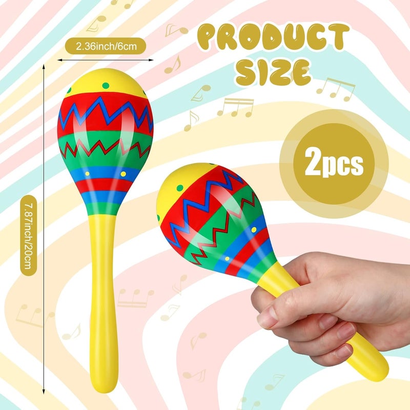 Relaxgiant 7.87 Inches Fiesta Wooden Maracas 2 Pcs Noisemaker for Mexican Fiesta Musical Maracas Party Mexican Birthday Christmas Cinco De Mayo Party(Yellow) - Image 2