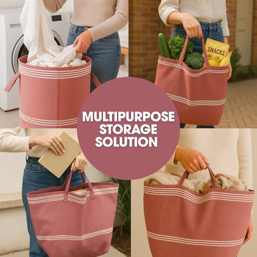 Värde Laundry Bag with Handle Pack of 1 | Foldable Clothes Laundry Bag | Also Works as Carry Bag | Lightweight & Durable | Perfect for College, Travel, and Daily Use | Light Mauve - Image 2