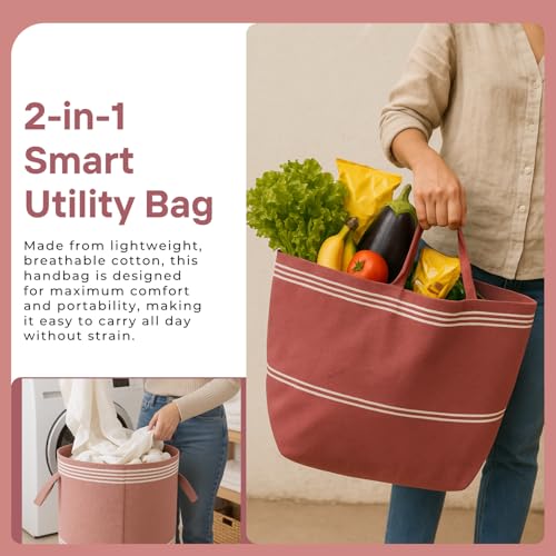 Värde Laundry Bag with Handle Pack of 1 | Foldable Clothes Laundry Bag | Also Works as Carry Bag | Lightweight & Durable | Perfect for College, Travel, and Daily Use | Light Mauve - Image 3