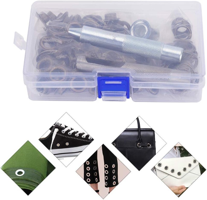 Bronze Round Punch Die Tool Kit, 100PCS DIY s Set with Punch Base Gaskets, B s for Clothing Bags Shoes Hats, Tool for Advertising - Image 5