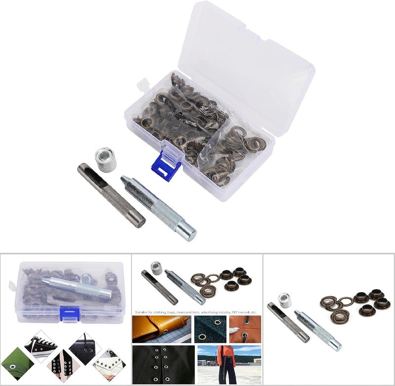 Bronze Round Punch Die Tool Kit, 100PCS DIY s Set with Punch Base Gaskets, B s for Clothing Bags Shoes Hats, Tool for Advertising - Image 3