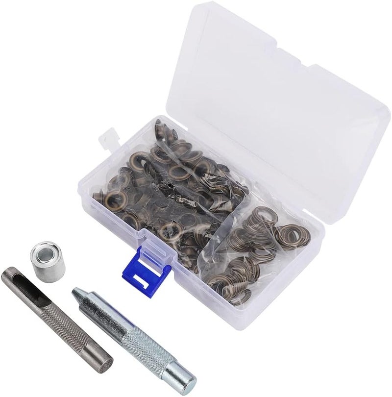 Bronze Round Punch Die Tool Kit, 100PCS DIY s Set with Punch Base Gaskets, B s for Clothing Bags Shoes Hats, Tool for Advertising - Image 1