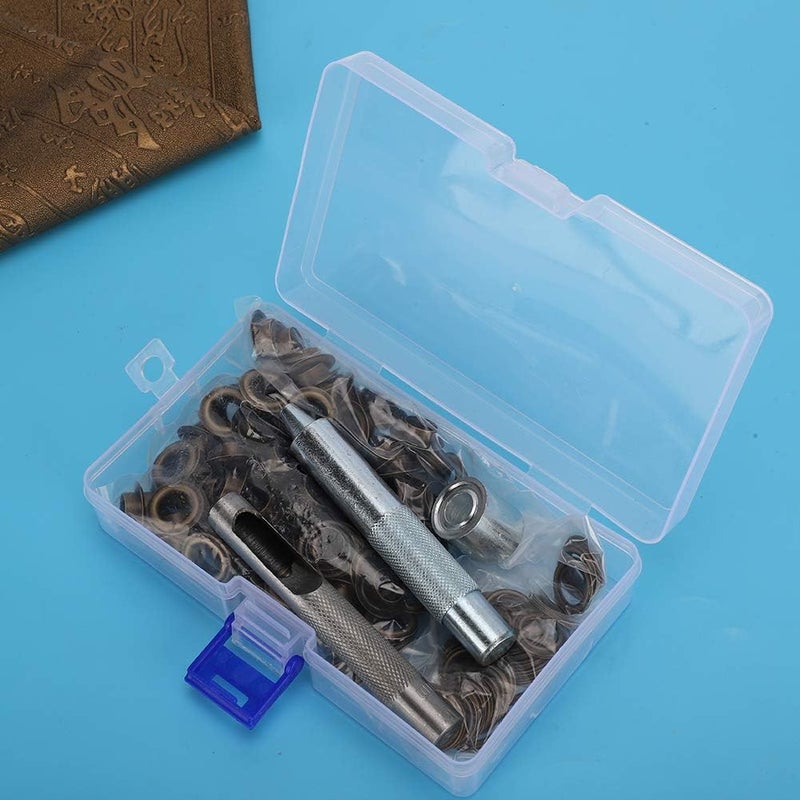 Bronze Round Punch Die Tool Kit, 100PCS DIY s Set with Punch Base Gaskets, B s for Clothing Bags Shoes Hats, Tool for Advertising - Image 2