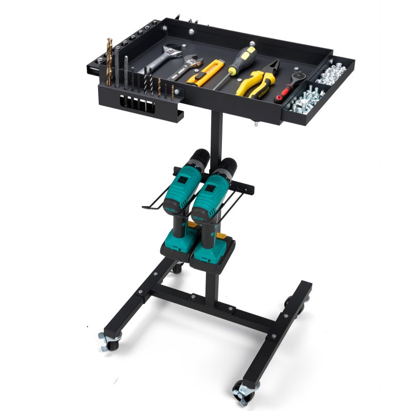 OLBRUS Rolling Work Table Adjustable Height - Rolling Tool Cart with Drills Storage, Portable Mechanic Cart Tool Storage Organizer on Wheels for Garage Bike Work Shop - Image 1
