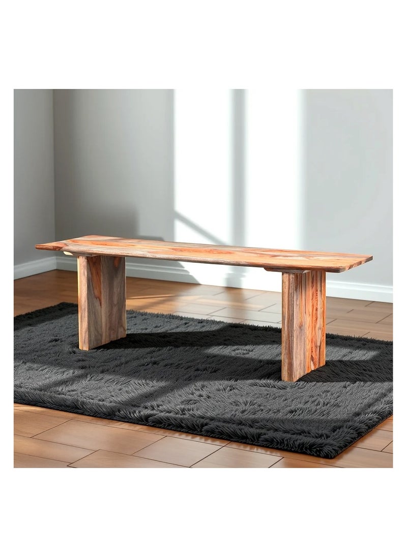 ROYALOAK Royaloak Amber Wooden Dining Bench | Sheesham Wood | Strong Block Legs | CNC Worked Design | Curved Corners | Termite Proof & Moisture Protected | Emperor Collection 