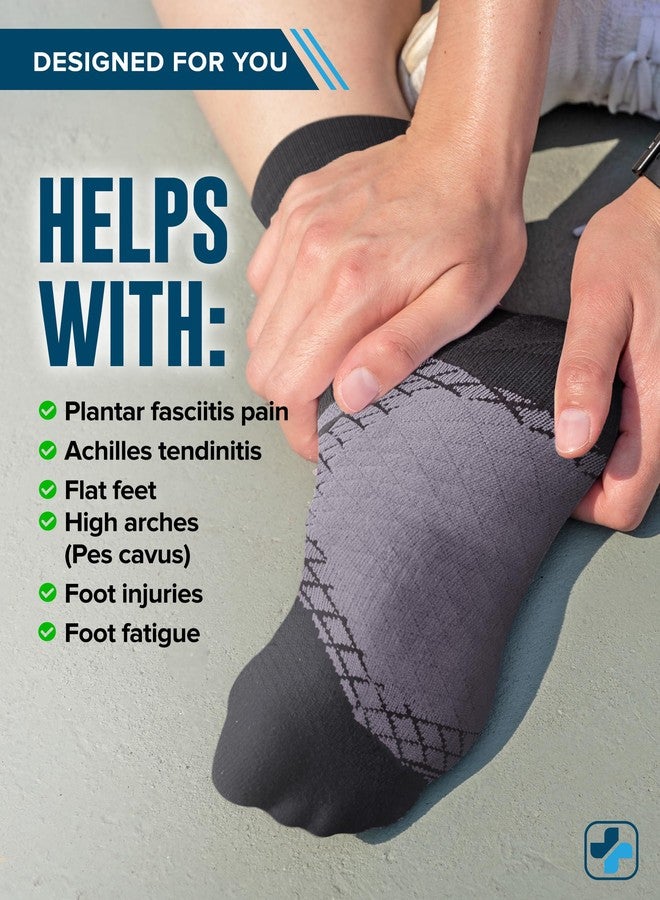 Doctor's Select Plantar Fasciitis Socks - 2 Pairs | Compression Crew Socks Men | Plantar Fasciitis Compression | Arch Support | Black - Image 4