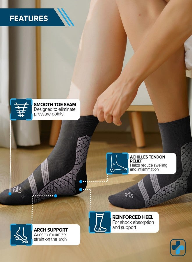 Doctor's Select Plantar Fasciitis Socks - 2 Pairs | Compression Crew Socks Men | Plantar Fasciitis Compression | Arch Support | Black - Image 3