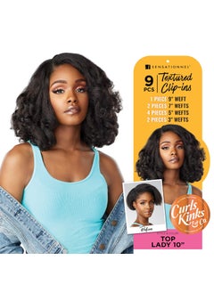 Sensationnel Sensationnel Curls Kinks and co Clip in - top lady 10-inch textured clip in 9 piece pack adds volume protective style - Curls Kinks and Co Top Lady 10 Inch (2 DARKBROWN) 