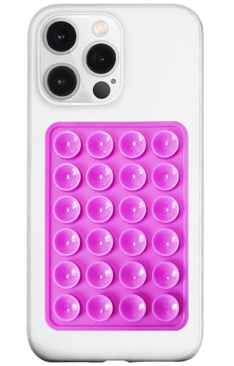 Suction Phone Case, Phone Suction Sticker, Silicone Strong Grip Holder for Hands-Free iPhone & Android Mobile, Video Phone Accessory Compatible Mirror, Shower (Purple- Pack of 1_Suction)