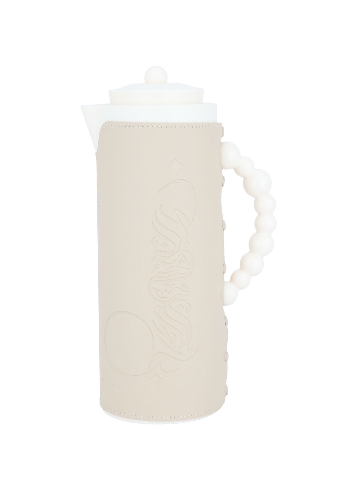 Decorative Beige Leather Thermos 1 Liter 