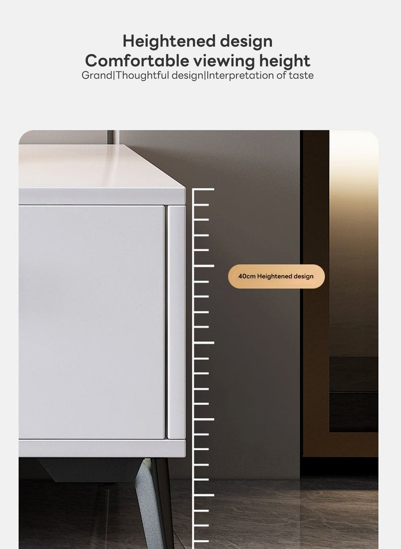 شاربدو خزانة تلفزيون بسيطة وحديثة في خلفية غرفة المعيشة، خزانة تخزين تلفزيون قابلة للسحب في شقة صغيرة - Image 2