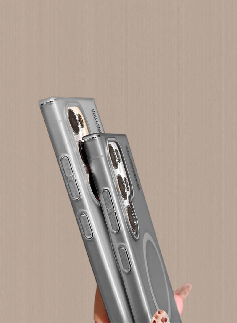 Wtech - Samsung Galaxy S25 Ultra 5G 2025 Syndee Series Hybrid Translucent Magsafe with Magnetic Charging Raised Camera Lips Elegant Look Case Cover - Grey - Image 1