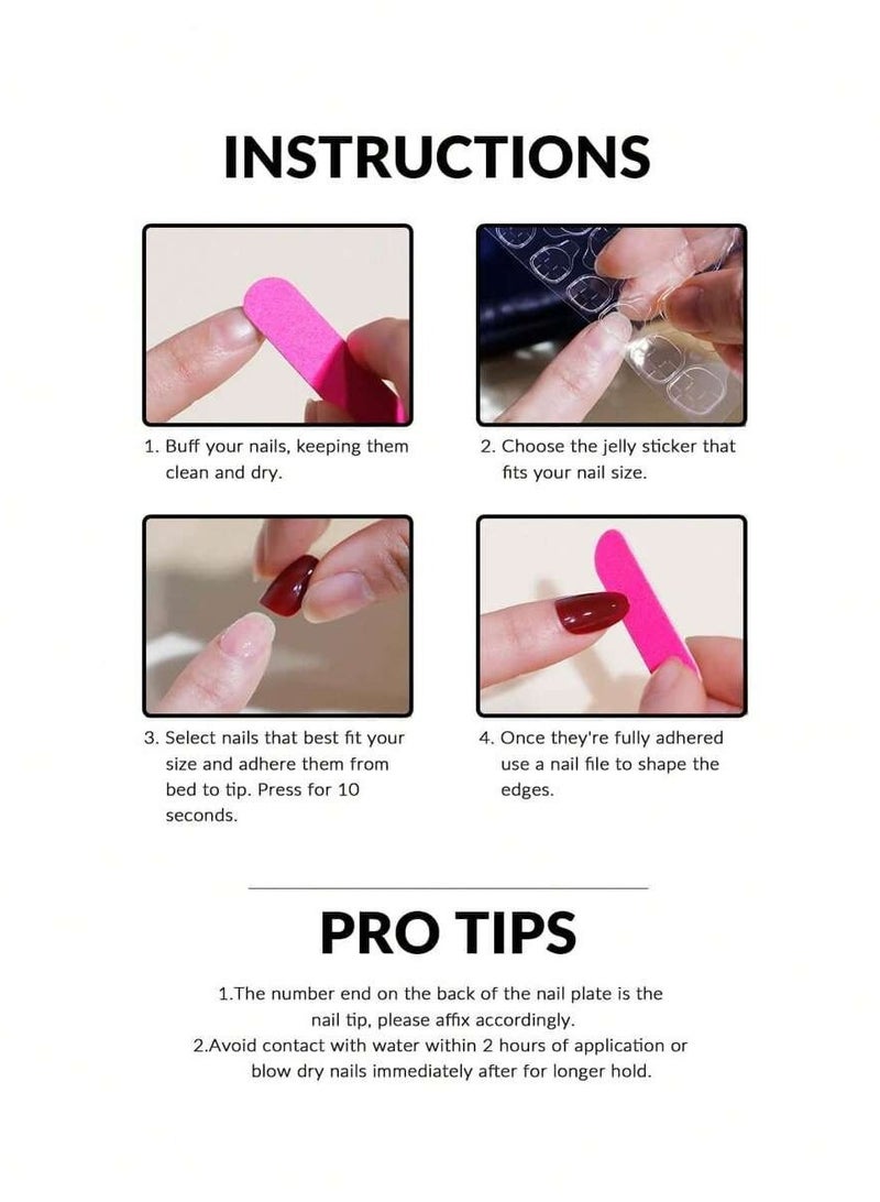 أظافر تركيب ذات طابع راقي وأنيق - 24 قطعة من الأظافر الصناعيه القابلة للإزالة مناسبة للاستخدام اليوميمناسبة للاستخدام اليومي - Image 5