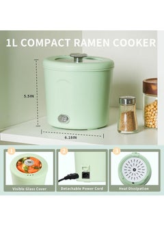 1L Mini Ramen Cooker, 450W Rapid Noodles Cooker, Multifunctional Electric Pot for Cooking Pasta, Egg, Soup, Portable Pot with Over-Heating Protection for Dorm, Office, Travel (Green) - pzsku/Z4F52C3EF2FD0B1FA8C4EZ/45/_/1718785213/8a4bc9a2-900d-4056-831a-abcb3e70edae